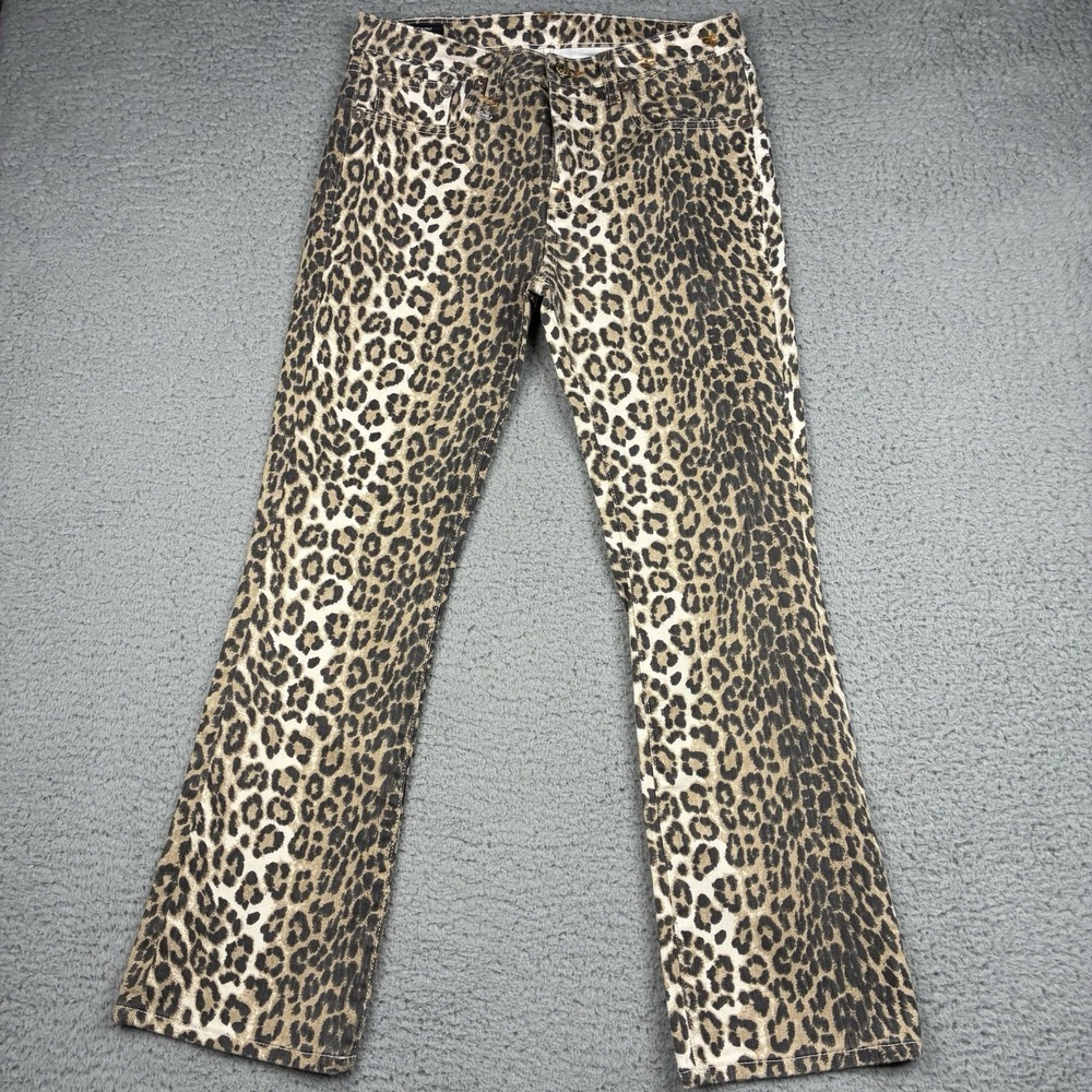 R13 Kick Fit Jeans Womens Size 27 Leopard Wash Made In Italy Japanese Denim